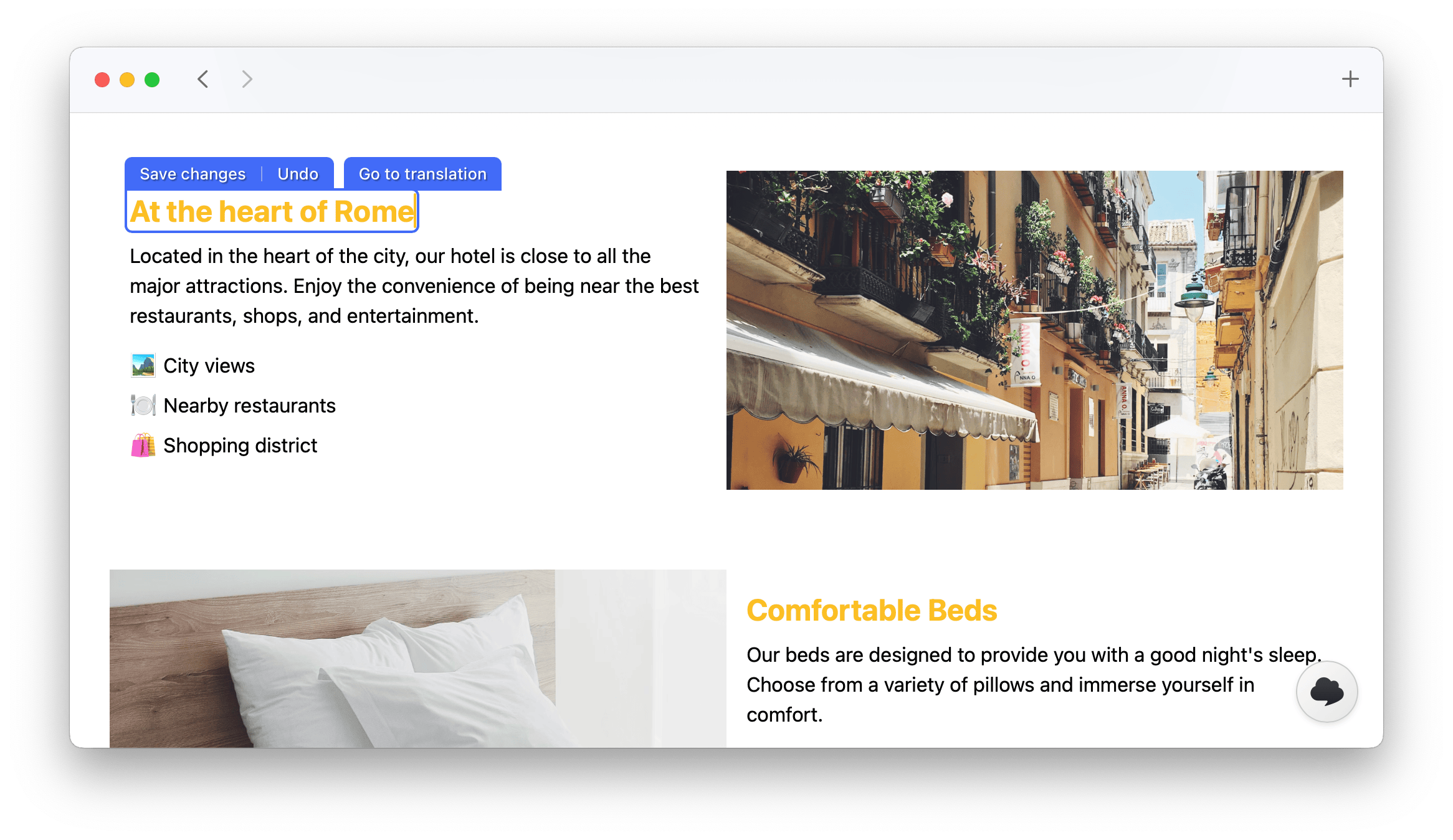 Editing translations in the In-Context Editor