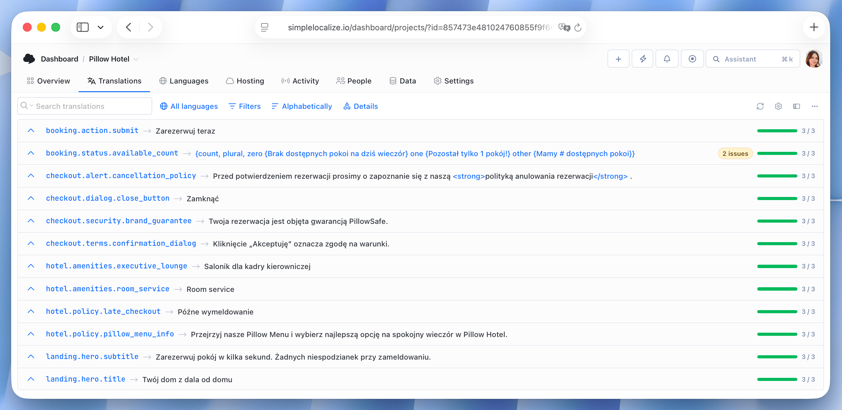 Google Translate auto-translation results in SimpleLocalize | Polish