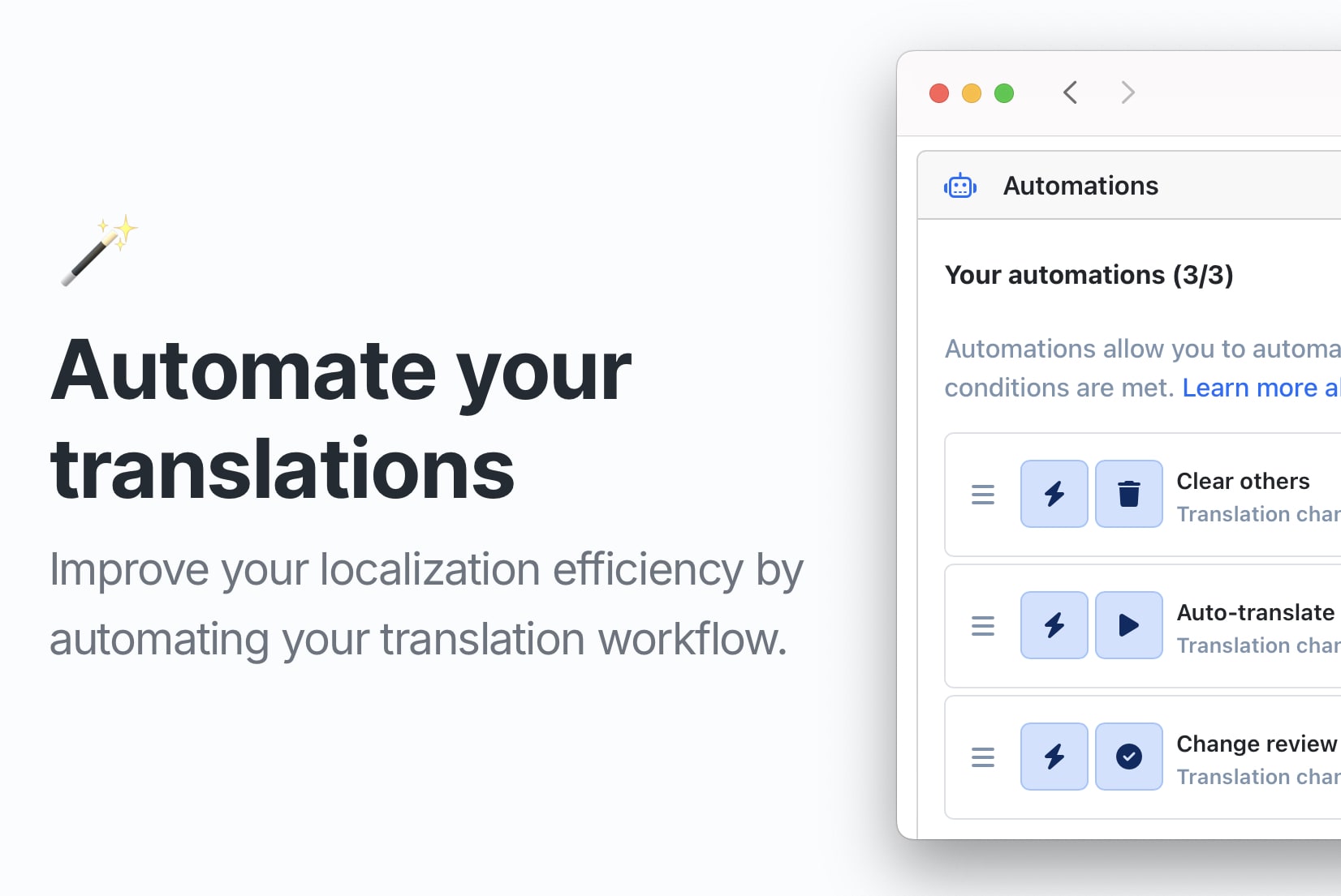 Save time with SimpleLocalize Automations: Auto-translate, review & more