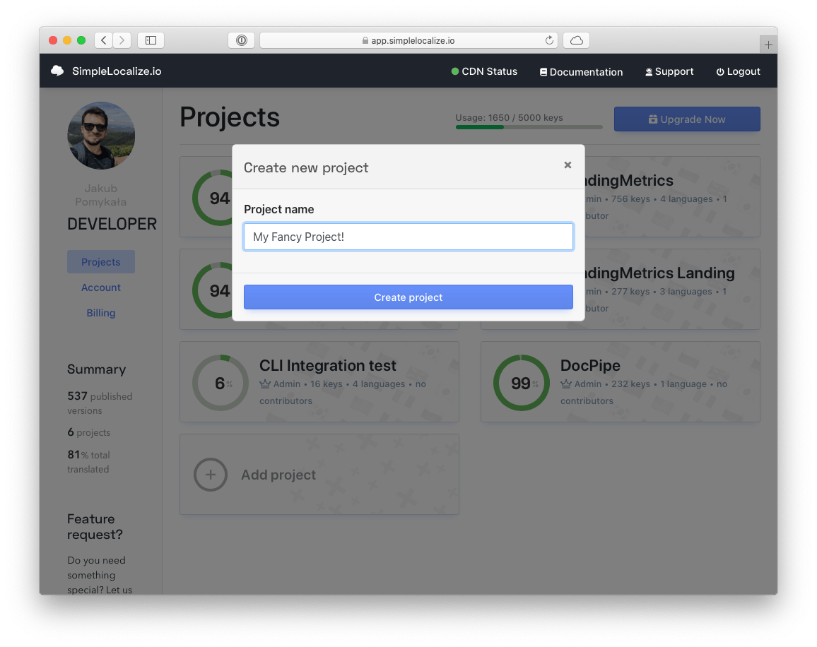 create project