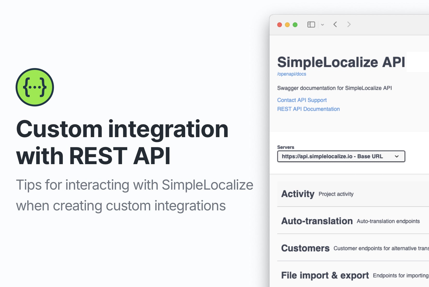 Custom integrations for SimpleLocalize