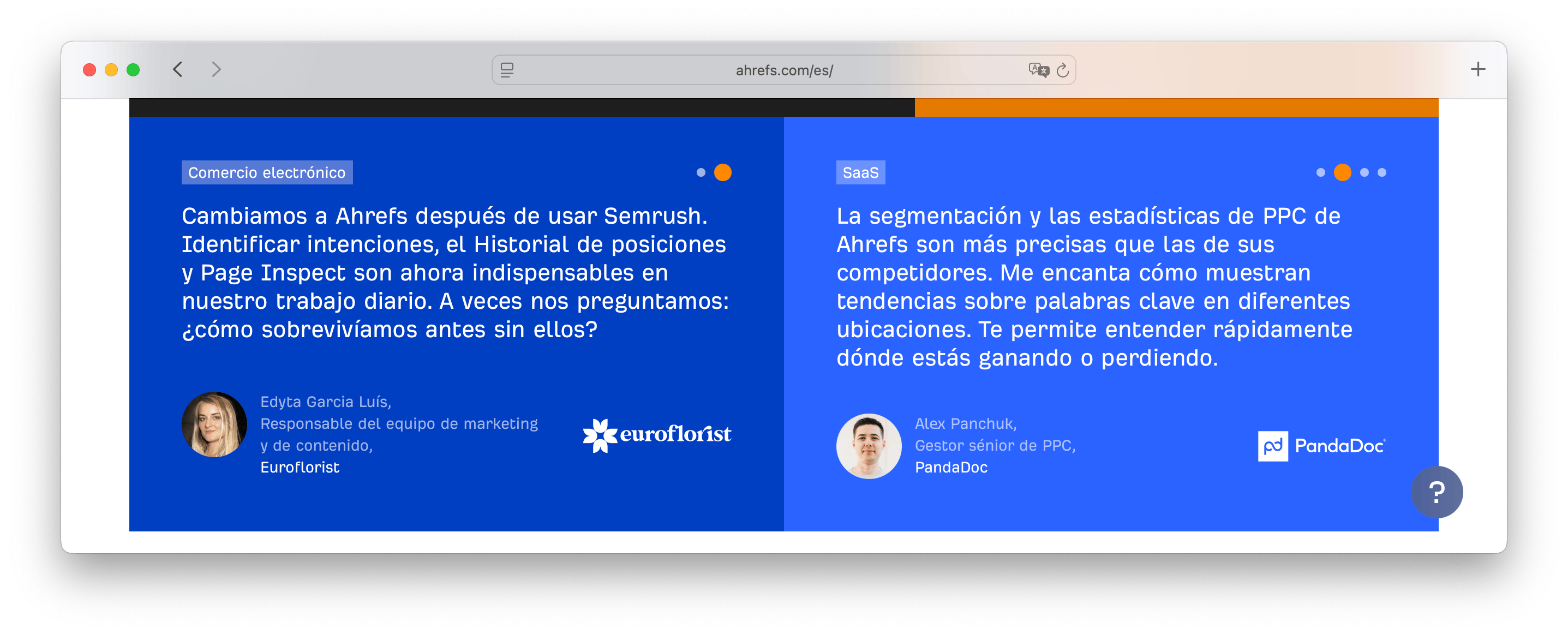 Customer reviews in Spanish on a localized page