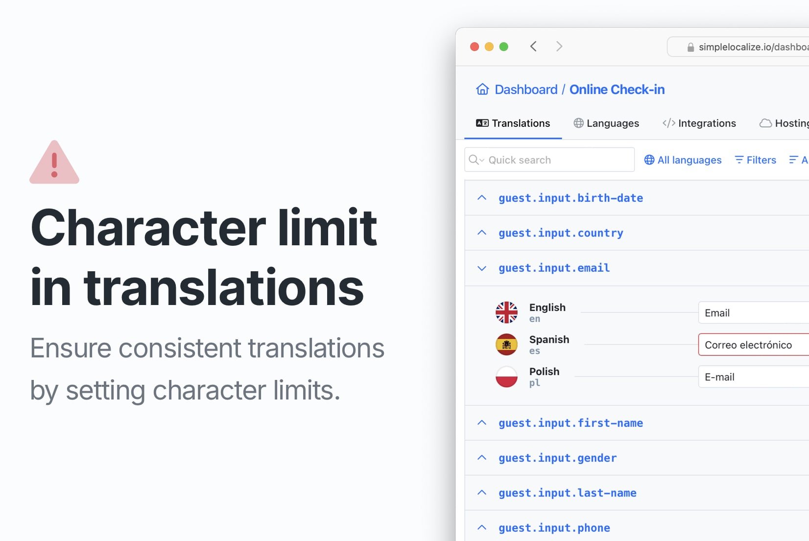 Introducing: Character limit in translations