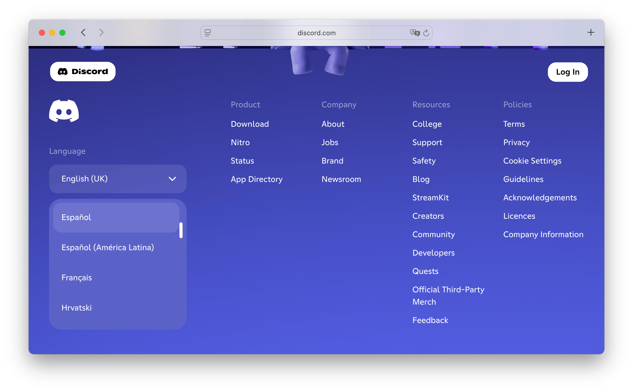 Language selector example