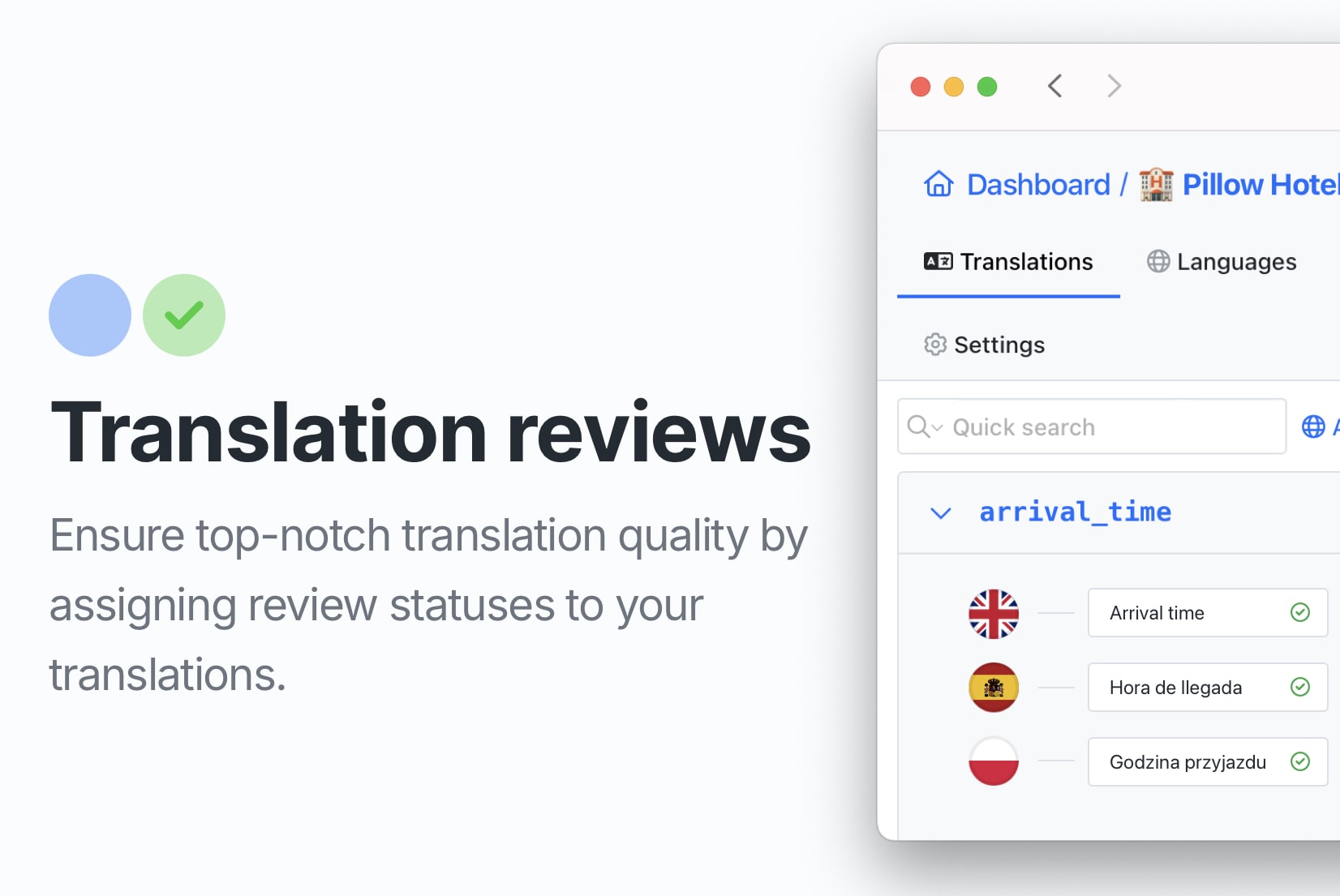 How to control translation quality with review statuses