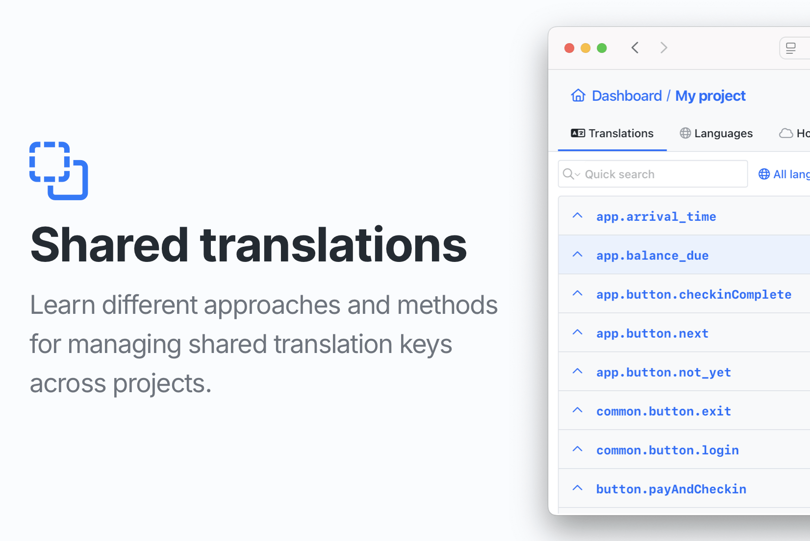 How to manage shared translation keys across projects