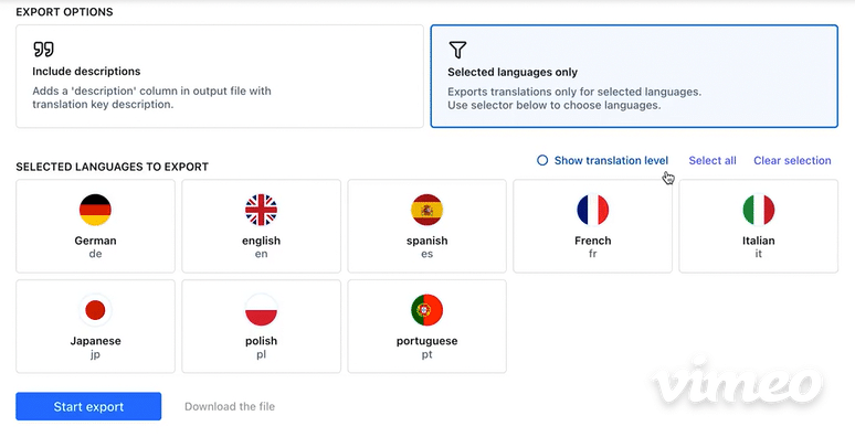 SimpleLocalize: export translations menu