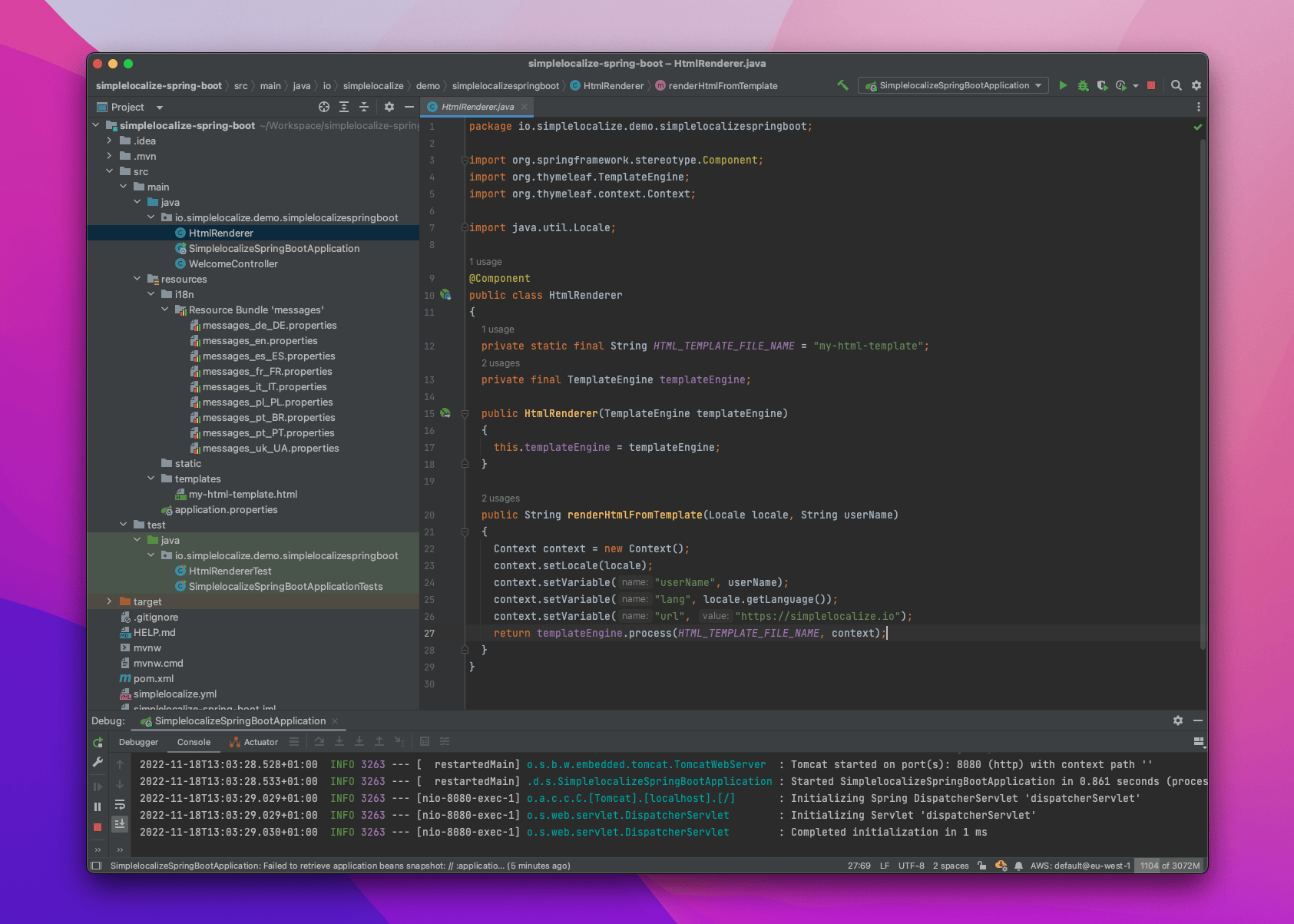 Rendering custom HTML with translated texts