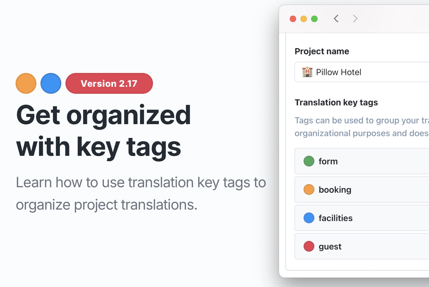Organize translation keys with Tags