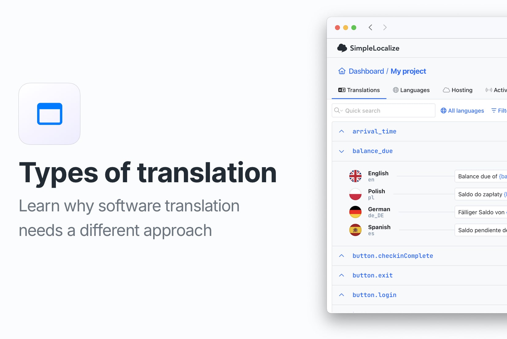 What are different types of translation