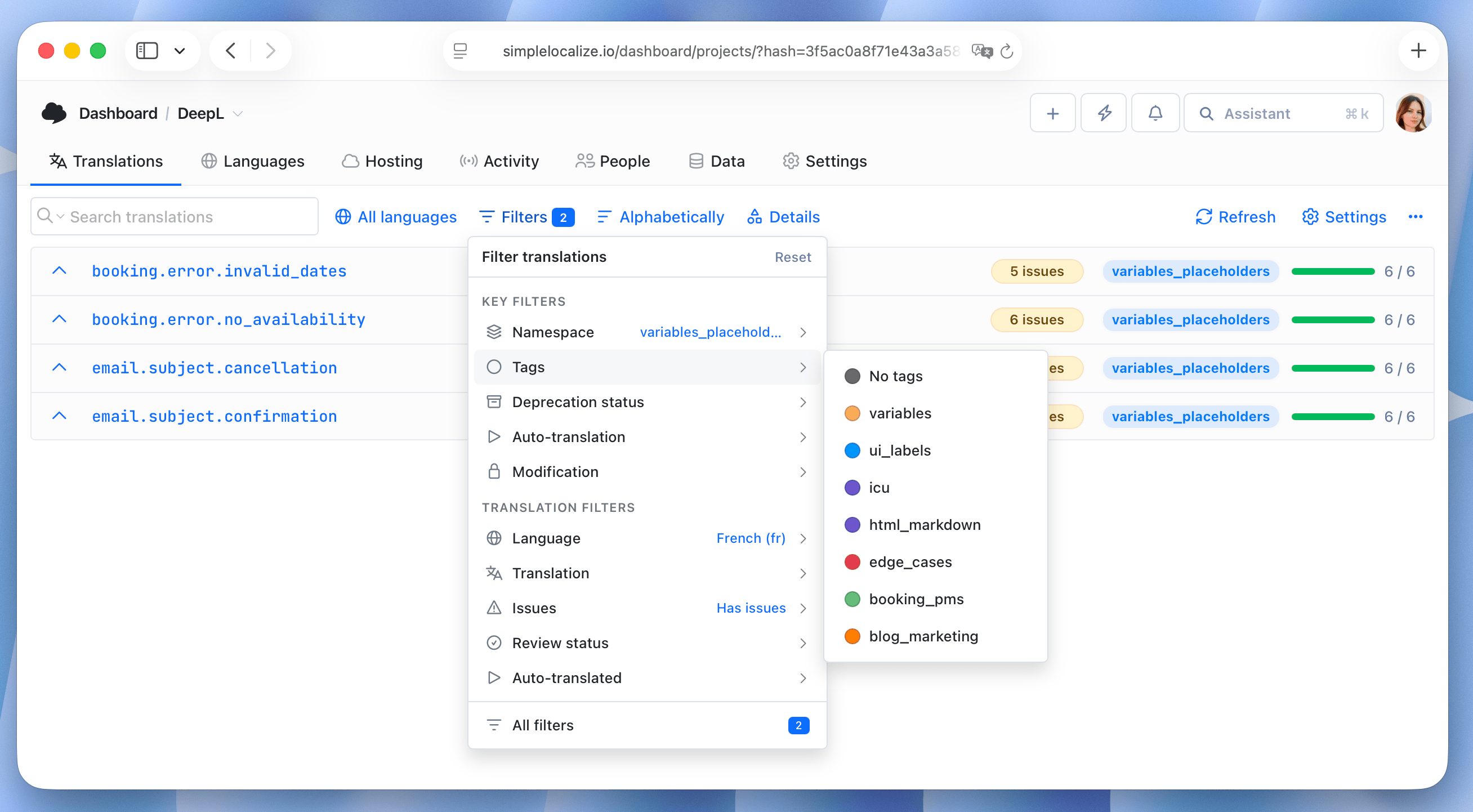 Quick filters (beta)