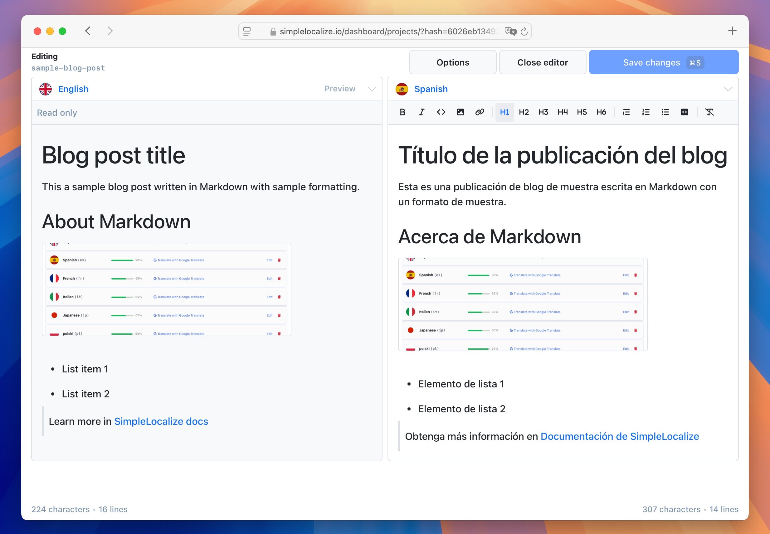 Markdown visual editor