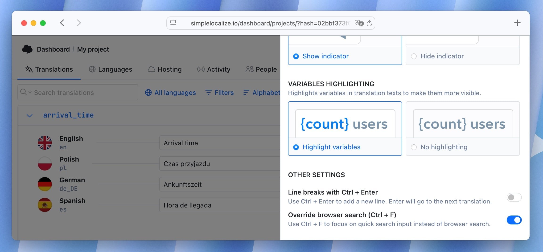 Override browser search (Ctrl+F / Cmd+F)