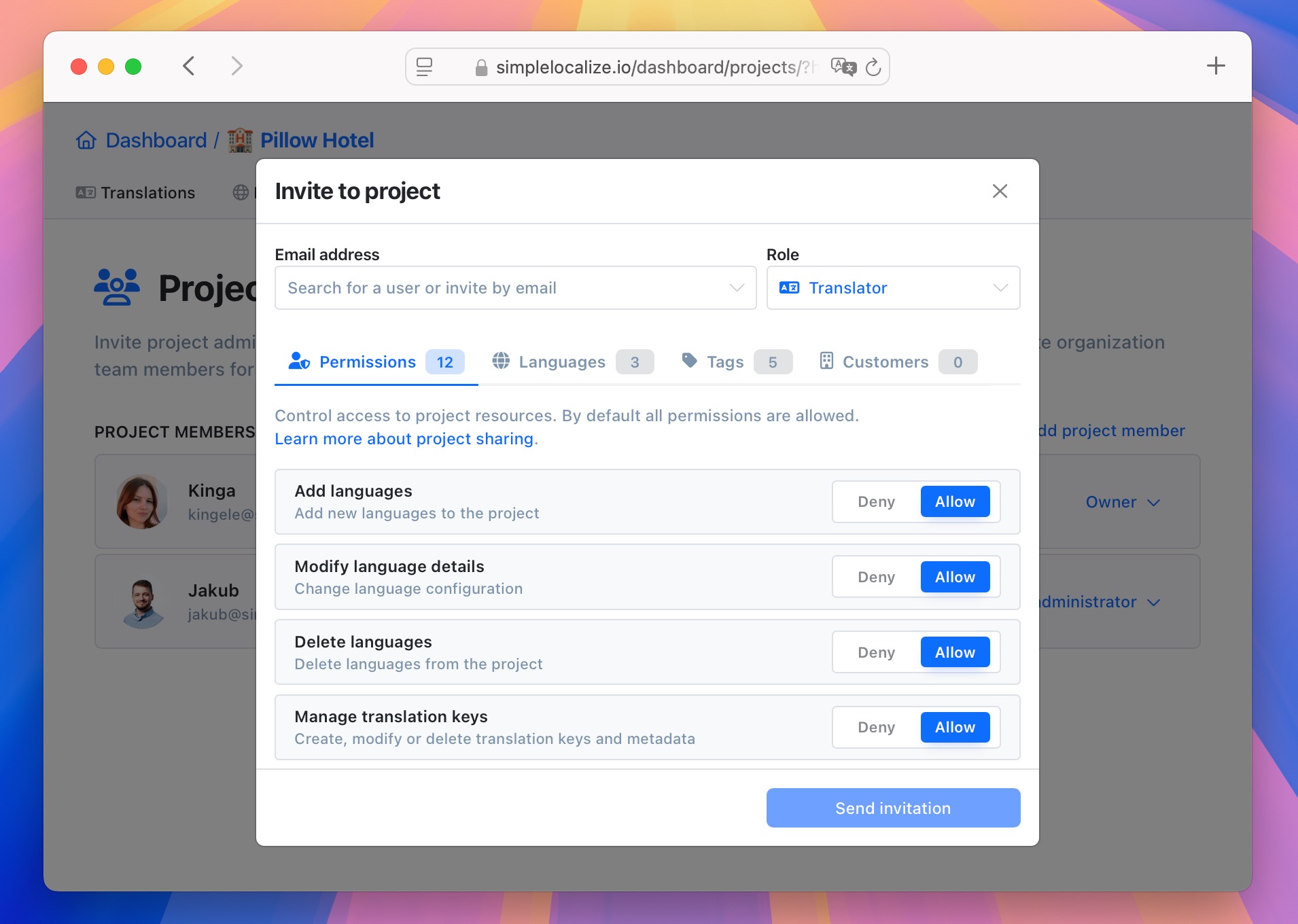 Translator permissions