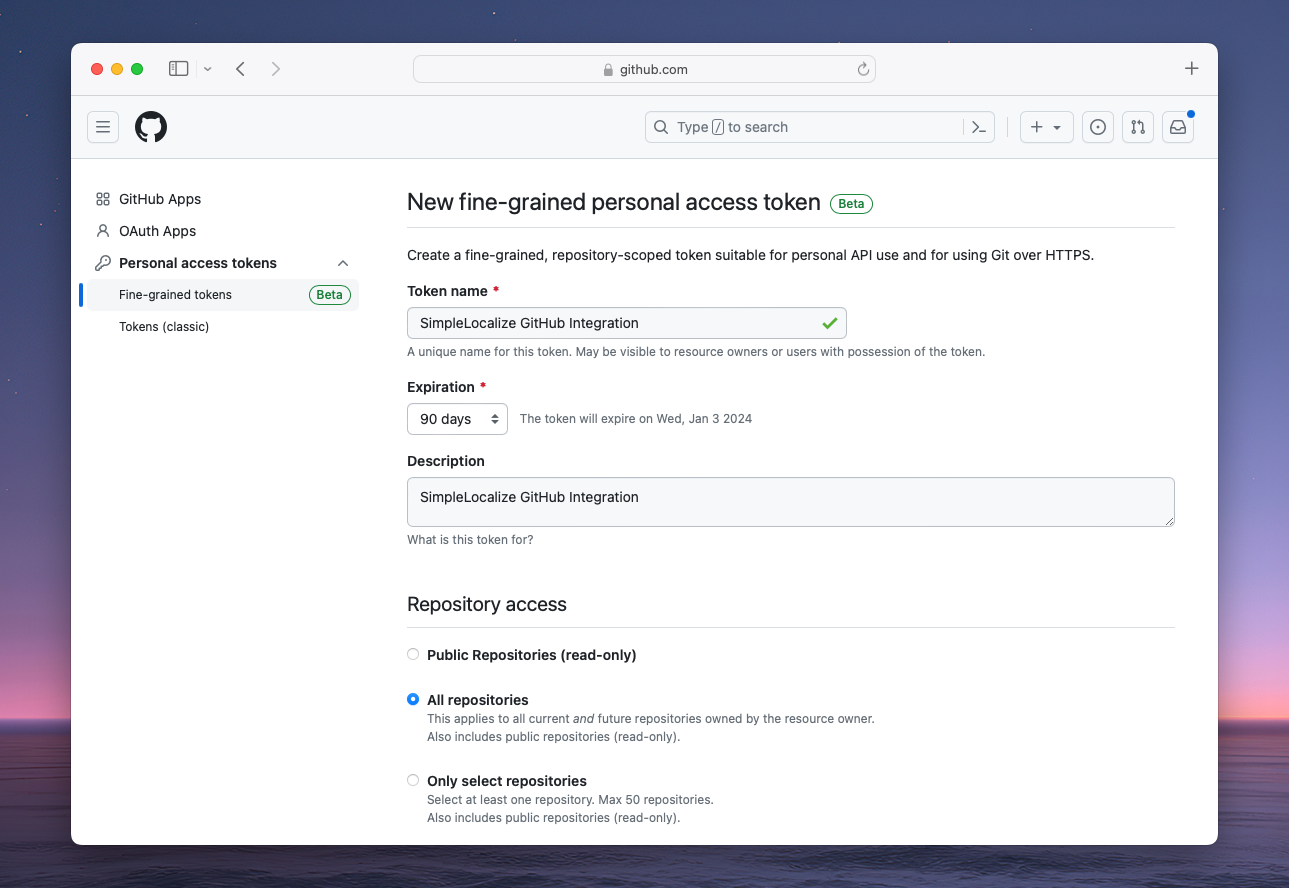 SimpleLocalize GitHub Integration