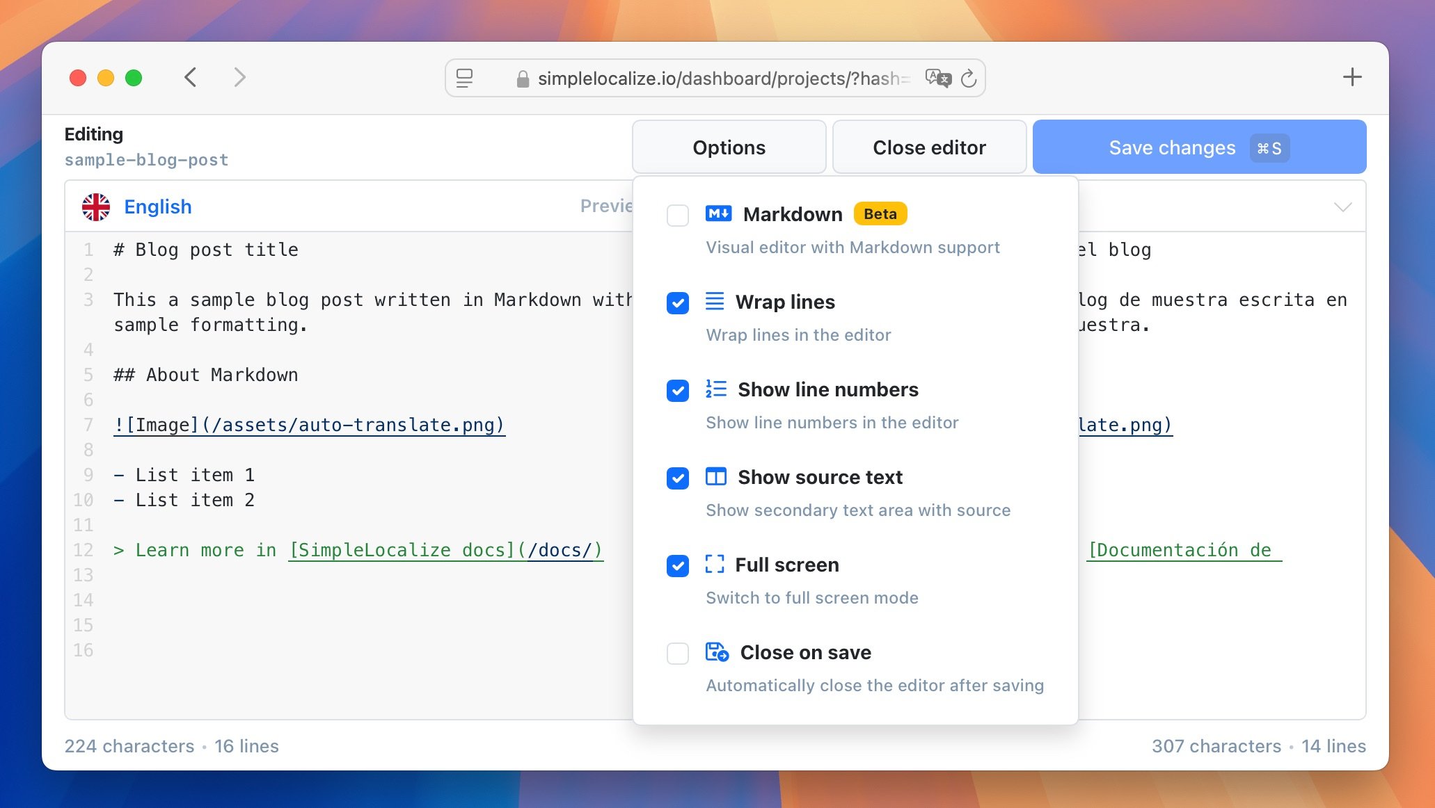 Markdown code view