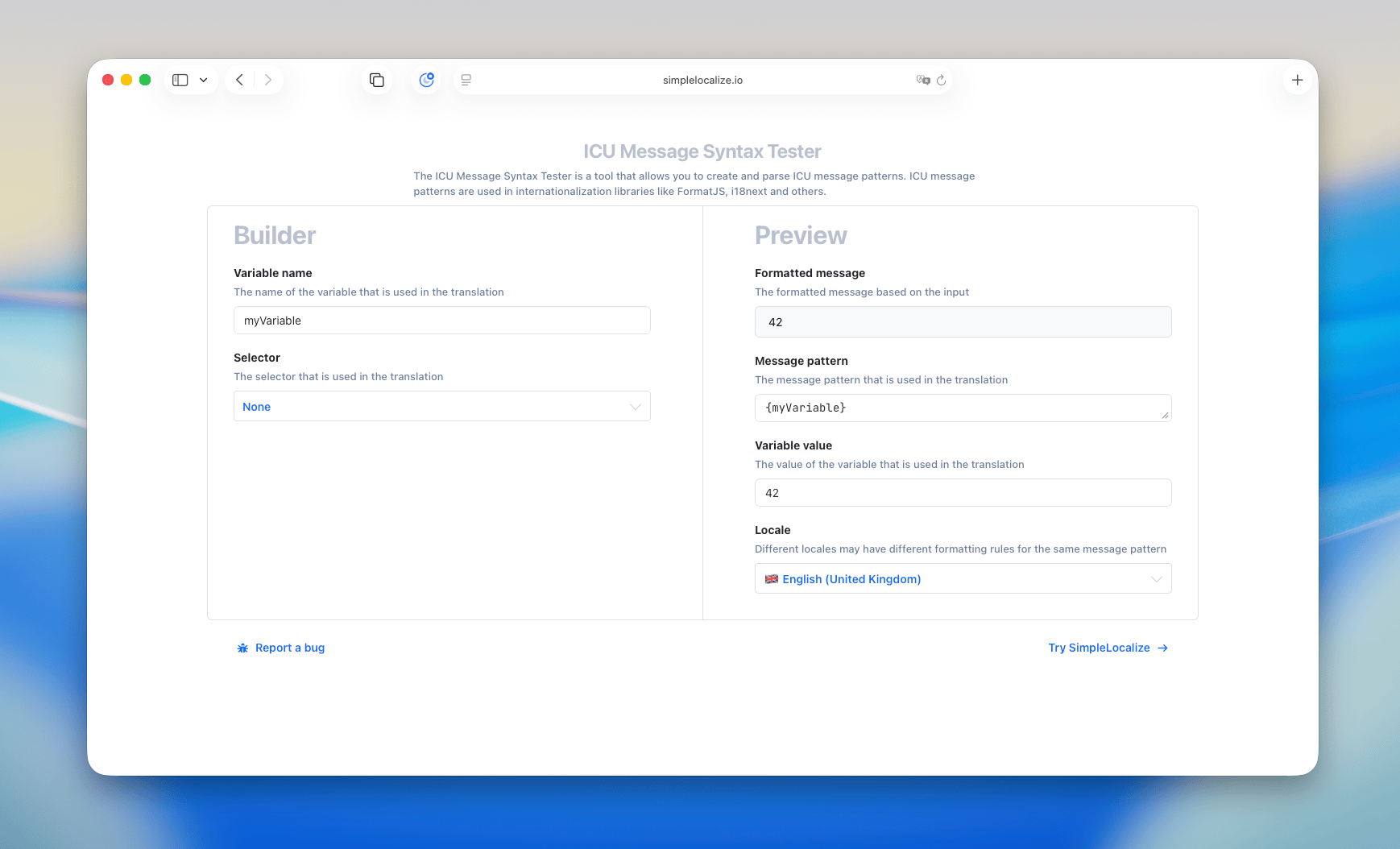 ICU Message Syntax Tester